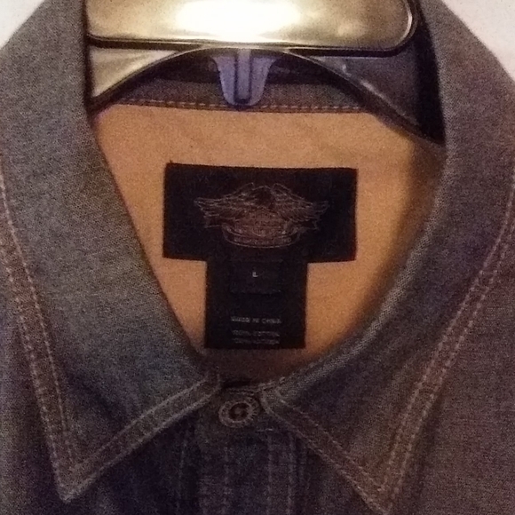 HARLEY Davidson mens denim long sleeve shirt - Picture 12 of 12